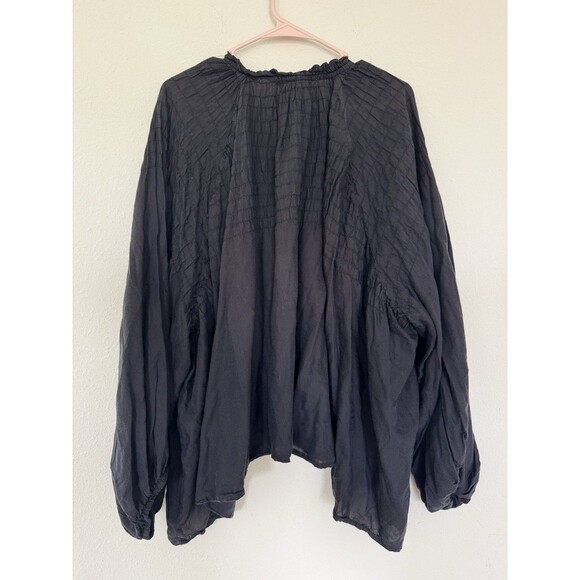 Ne Quittez Pas Anthropologie Boho Smocked Blouse Size L Oversized Peasant Top - Picture 2 of 5